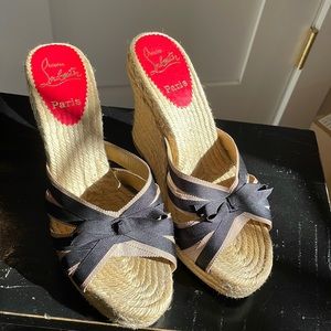Christian Louboutin Custom Espadrille Wedge Slides 38/8